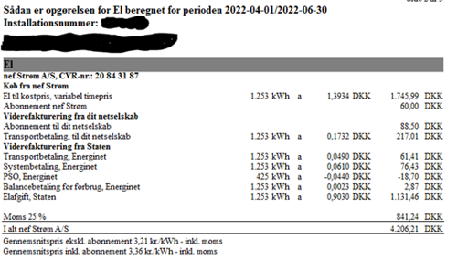 Billede af elregning